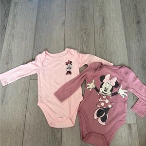 Disney Minnie Mouse Pink and Mauve Bodysuit Duo NWOT
